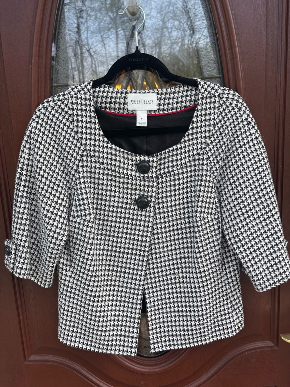 White House Black Market Black & White Houndstooth Jacket